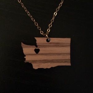 Wood Washington State necklace